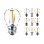 Voordeelpak 10x Philips Corepro LED Lustre E27 Kogel Filament Helder 4.3W 470lm - 827 Zeer Warm Wit | Vervangt 40W