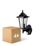 Voordeelpak 4x D'Lite Wandlamp Helora Zwart | IP44 - Geschikt voor 1x E27 - Bewegingssensor