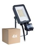 Voordeelpak 4x Philips LED Floodlight Ledinaire BVP167 20W 2400lm 110D - 830-840-865 CCT | IP65 - Bewegings- en Lichtsensor - Symmetrisch