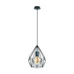 Eglo Hanglamp Carlton Staal Zwart | IP20 - Geschikt voor 1x E27 