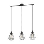 Eglo Hanglamp Tarbes Staal Zwart | IP20 - Geschikt voor 3x E27 