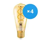 Voordeelpak 4x Ledvance Vintage 1906 LED E27 Peer Goud 4W 300lm - 820 Zeer Warm Wit | Vervangt 25W