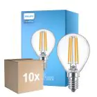 Voordeelpak 10x Philips Corepro LED Lustre E14 Kogel Filament Helder 6.5W 806lm - 827 Zeer Warm Wit | Vervangt 60W