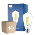 Voordeelpak 10x Philips MASTER Value LED Lamp E27 Edison Filament Helder 5.9W 806lm - 922-927 Dim to Warm | Beste Kleurweergave - Vervangt 60W