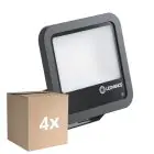 Voordeelpak 4x Ledvance LED Floodlight Aluminium Zwart 69W 10000lm 100D - 840 Koel Wit | IP66 - Lichtsensor - Symmetrisch
